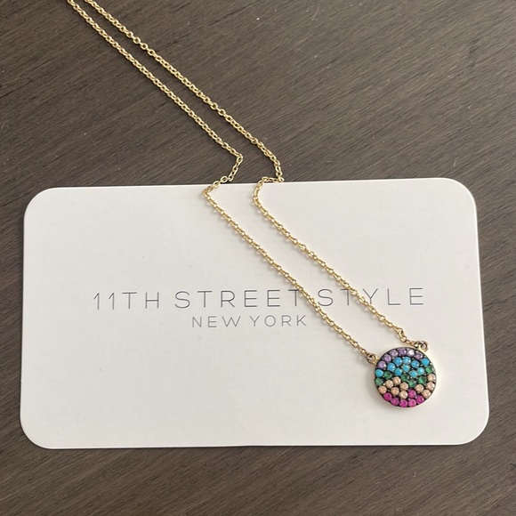 Multicolored Gold Pendant Necklace - Picture 5 of 6